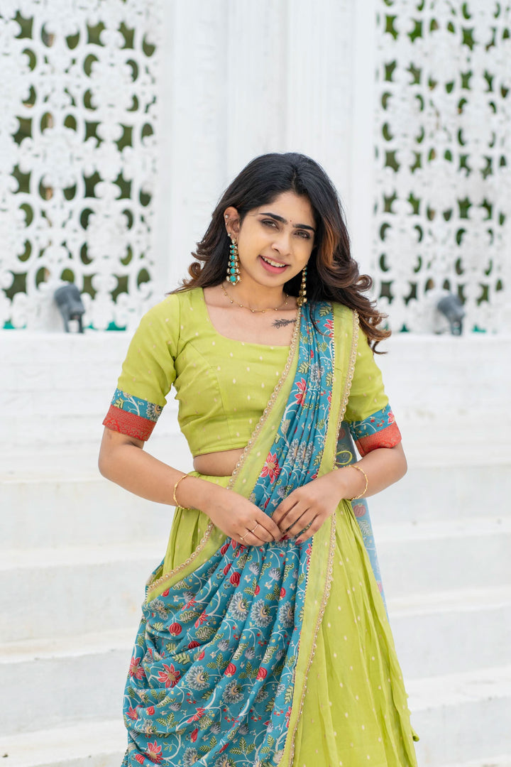 Roopa Green Half Saree | Made To Order