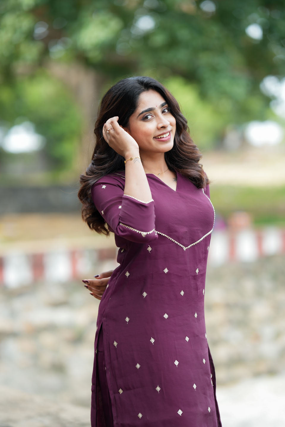 Meera Wine Kurti Set (Set of 2) | Made to Order | SHOBITAM