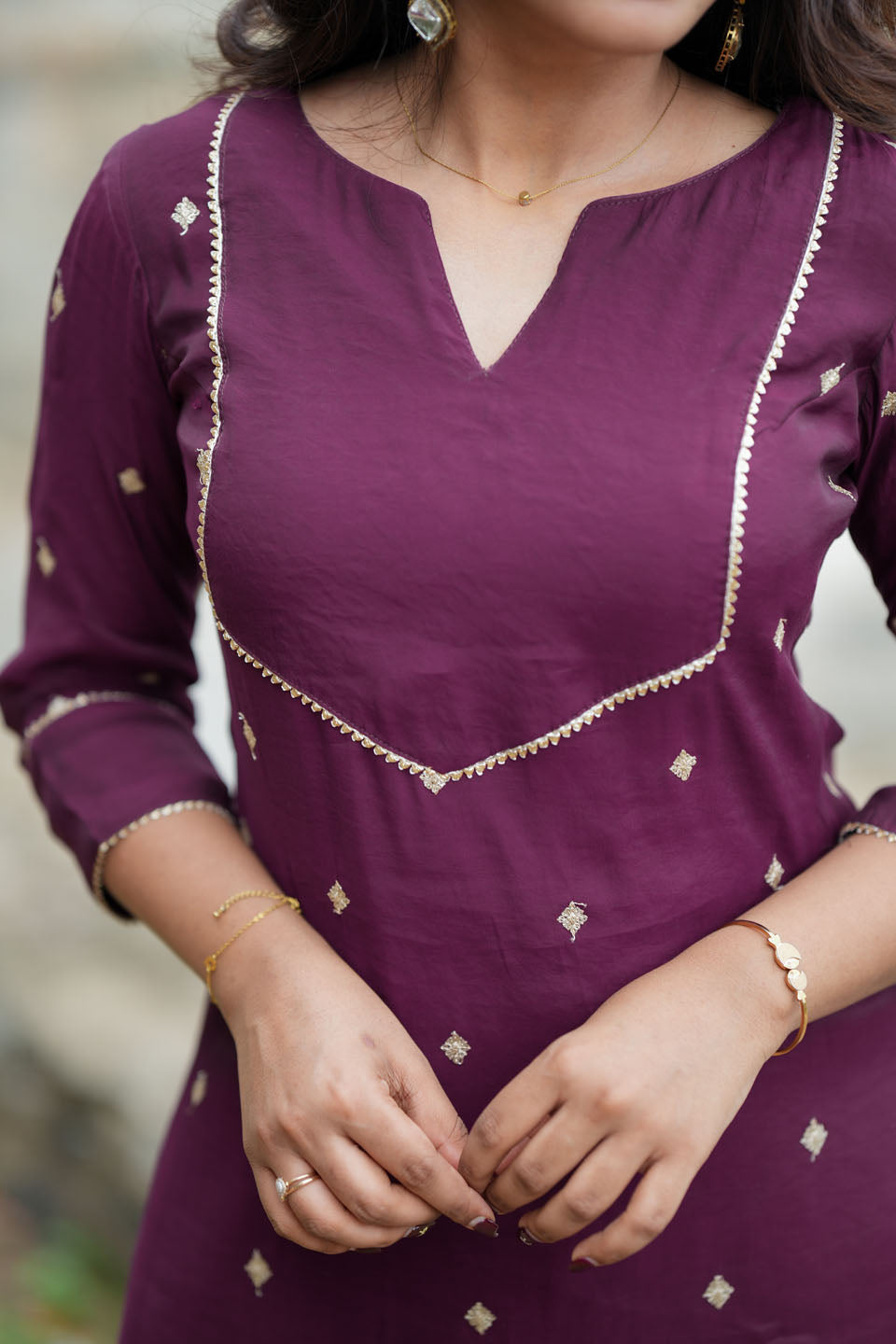Meera Wine Kurti Set (Set of 2) | Made to Order | SHOBITAM