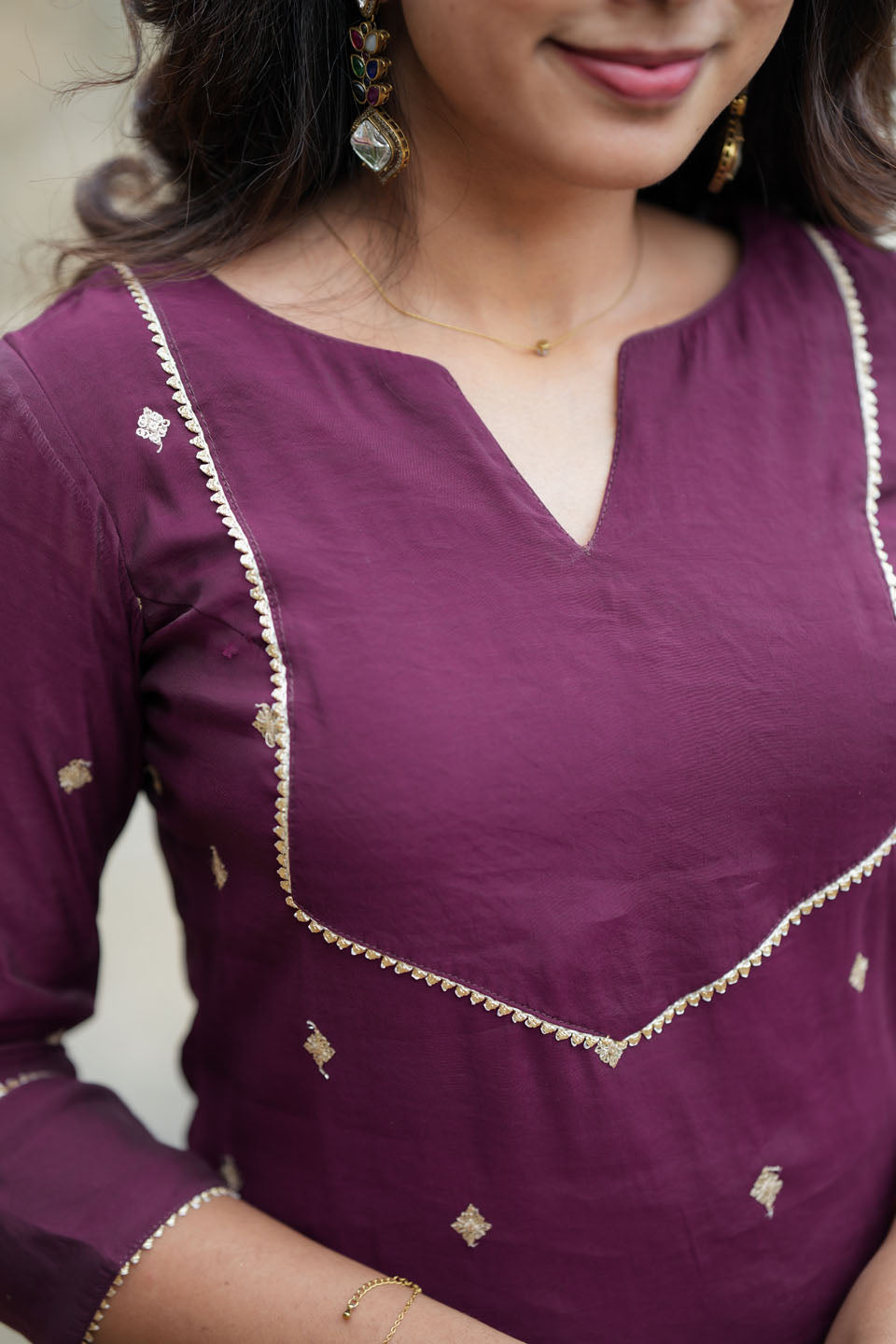 Meera Wine Kurti Set (Set of 2) | Made to Order | SHOBITAM