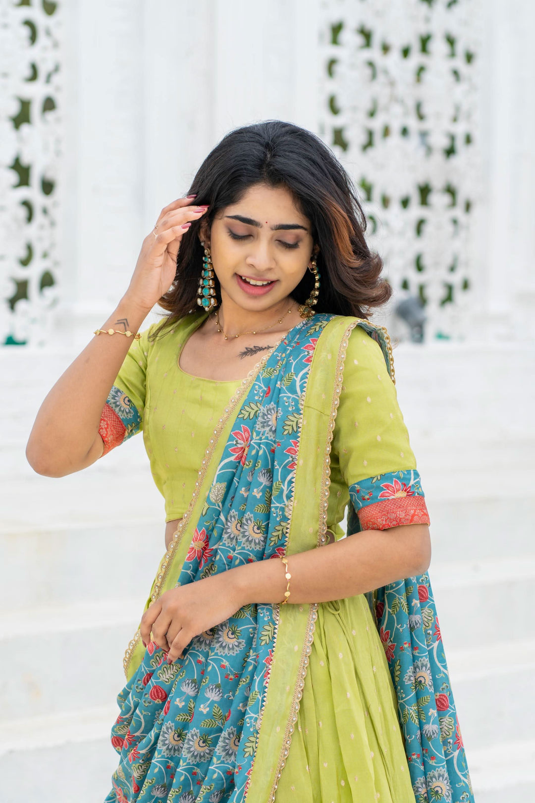 Roopa Green Half Saree | Made To Order