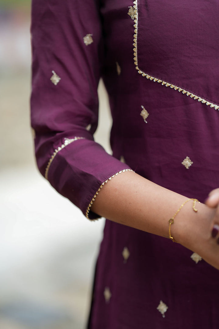 Meera Wine Kurti Set (Set of 2) | Made to Order | SHOBITAM