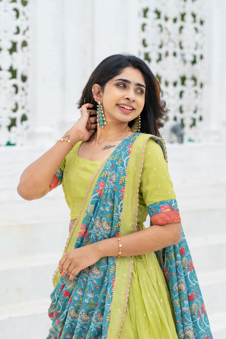 Roopa Green Half Saree | Made To Order