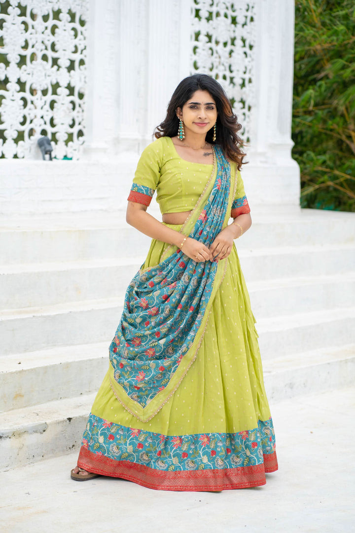 Roopa Green Half Saree | Made To Order