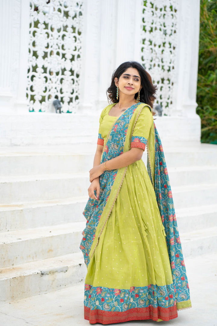 Roopa Green Half Saree | Made To Order