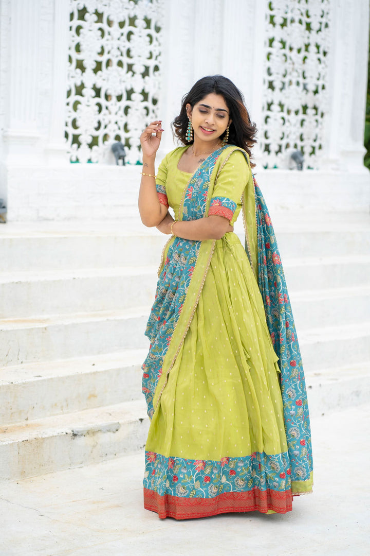 Roopa Green Half Saree | Made To Order