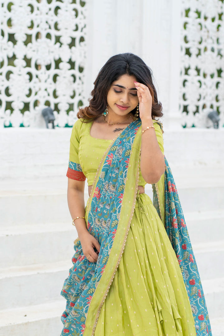 Roopa Green Half Saree | Made To Order