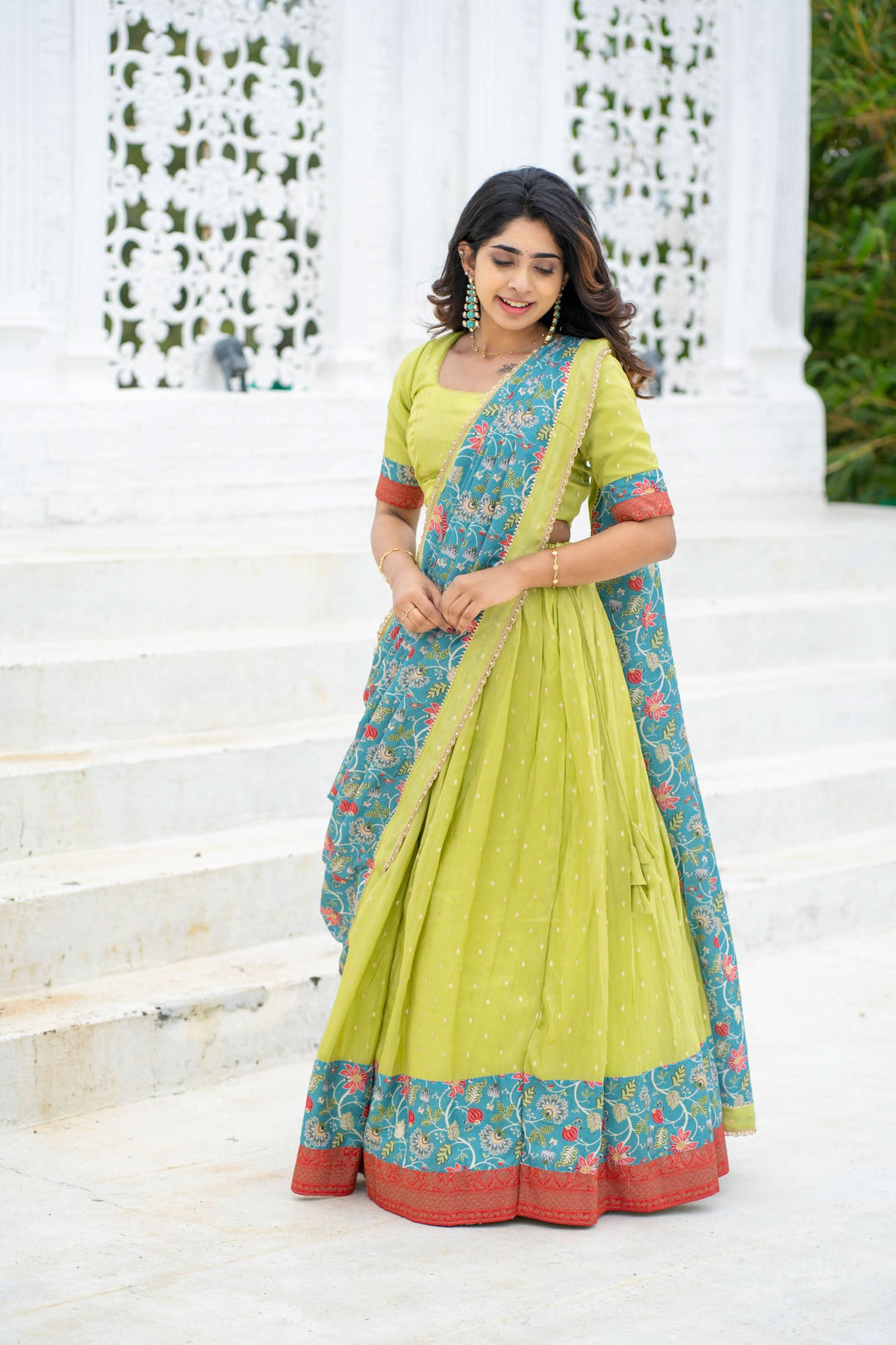 Roopa Green Half Saree | Made To Order