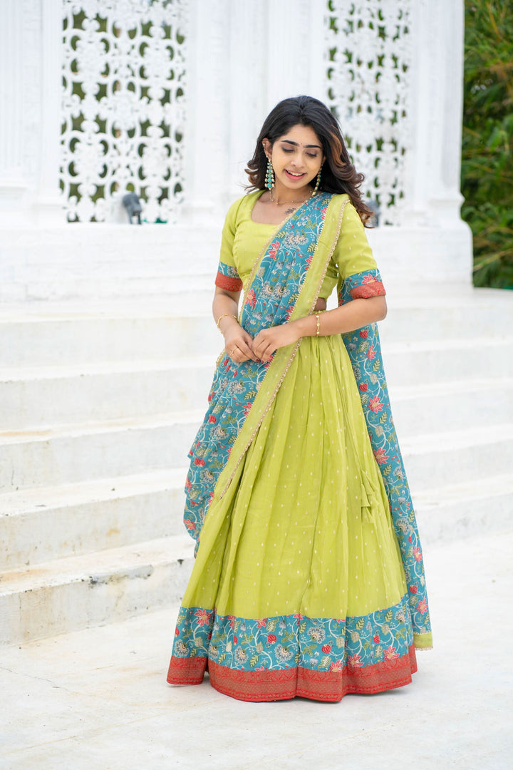 Roopa Green Half Saree | Made To Order