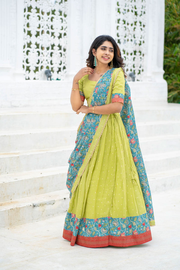 Roopa Green Half Saree | Made To Order