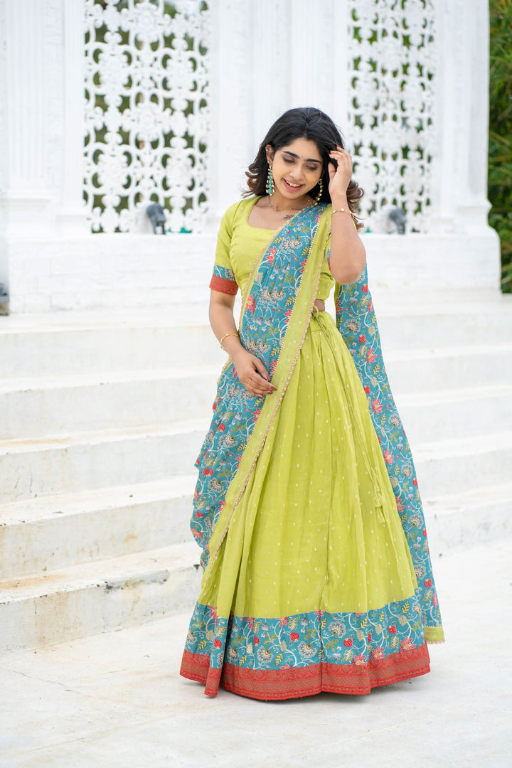 Roopa Green Half Saree | Made To Order