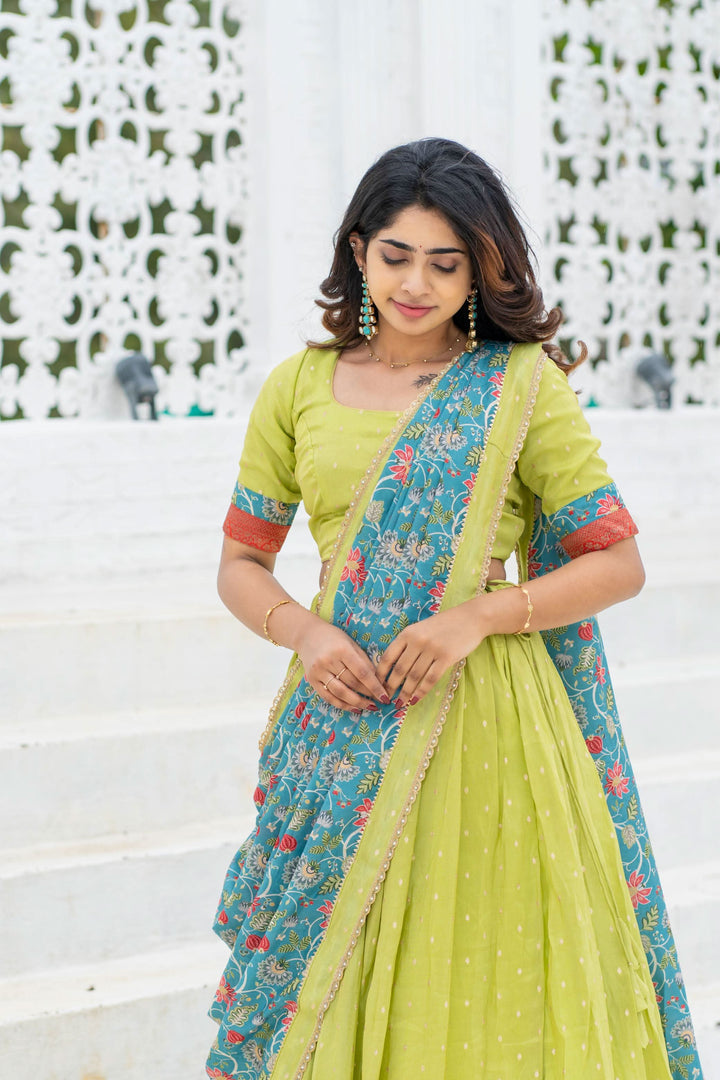 Roopa Green Half Saree | Made To Order