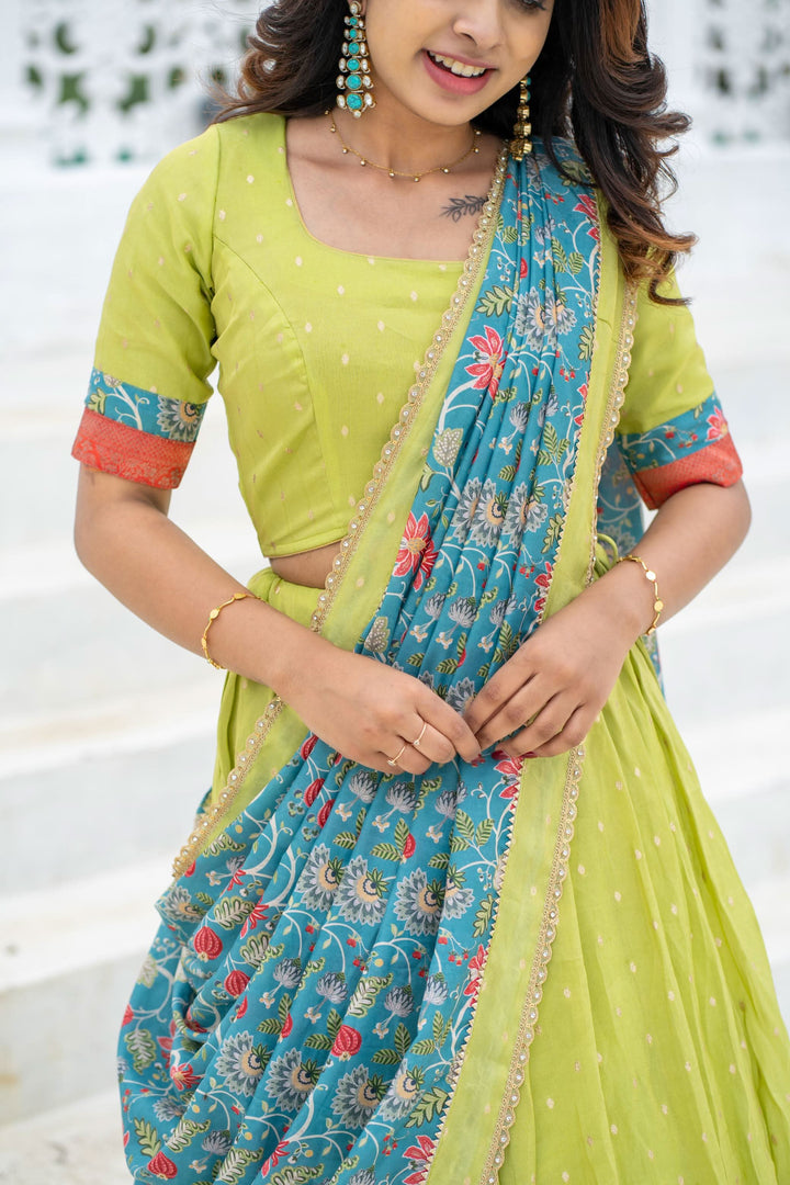 Roopa Green Half Saree | Made To Order