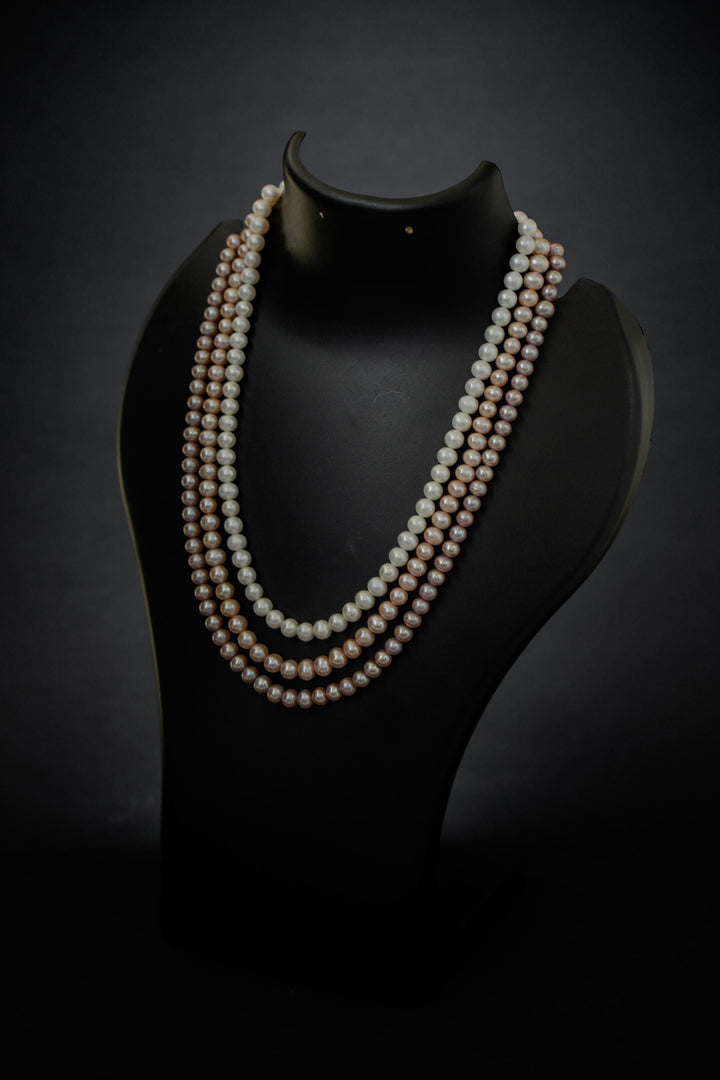 Layered White & Pink Pearl Necklace