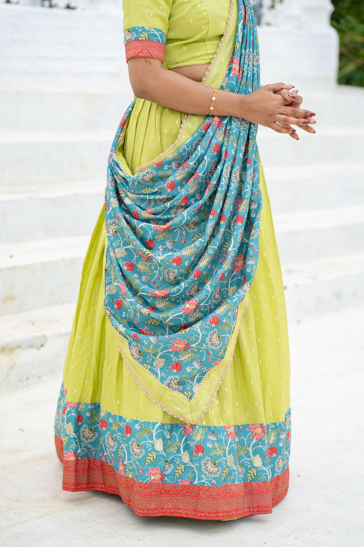 Roopa Green Half Saree | Made To Order