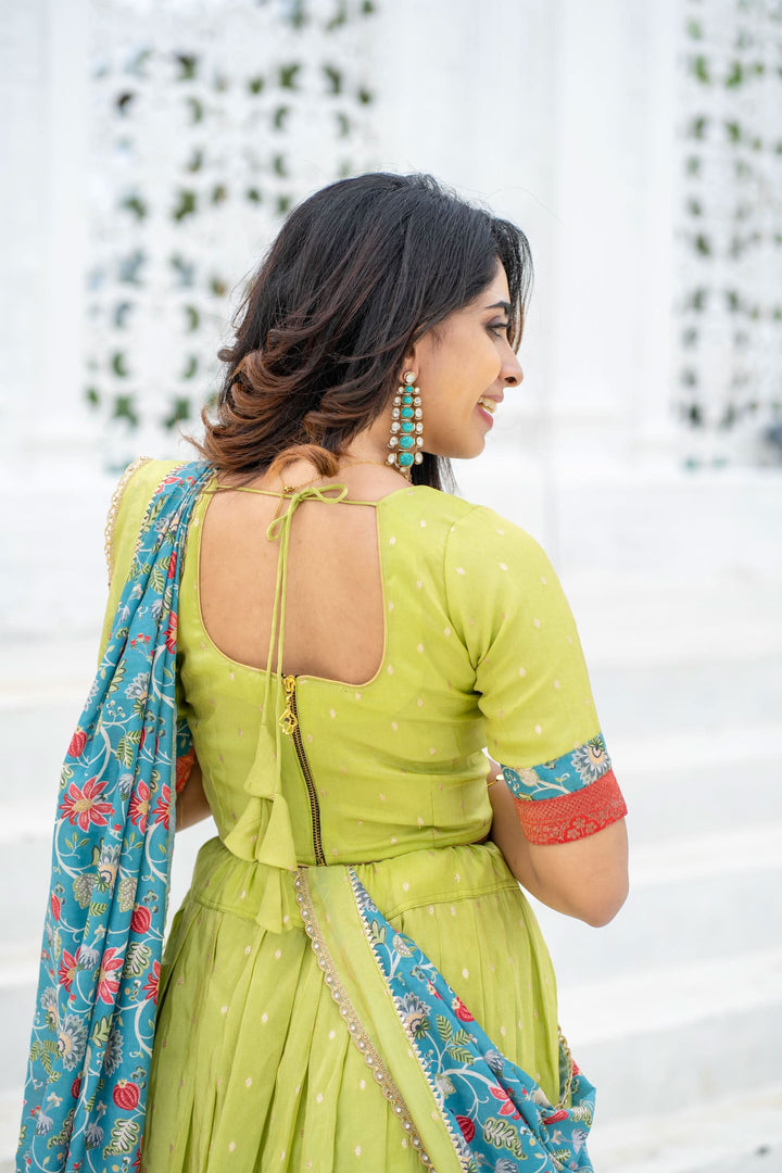 Roopa Green Half Saree | Made To Order