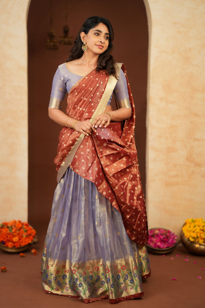 Gargi Lavender Half Saree (Set of 3)  | Made to Order | SHOBITAM