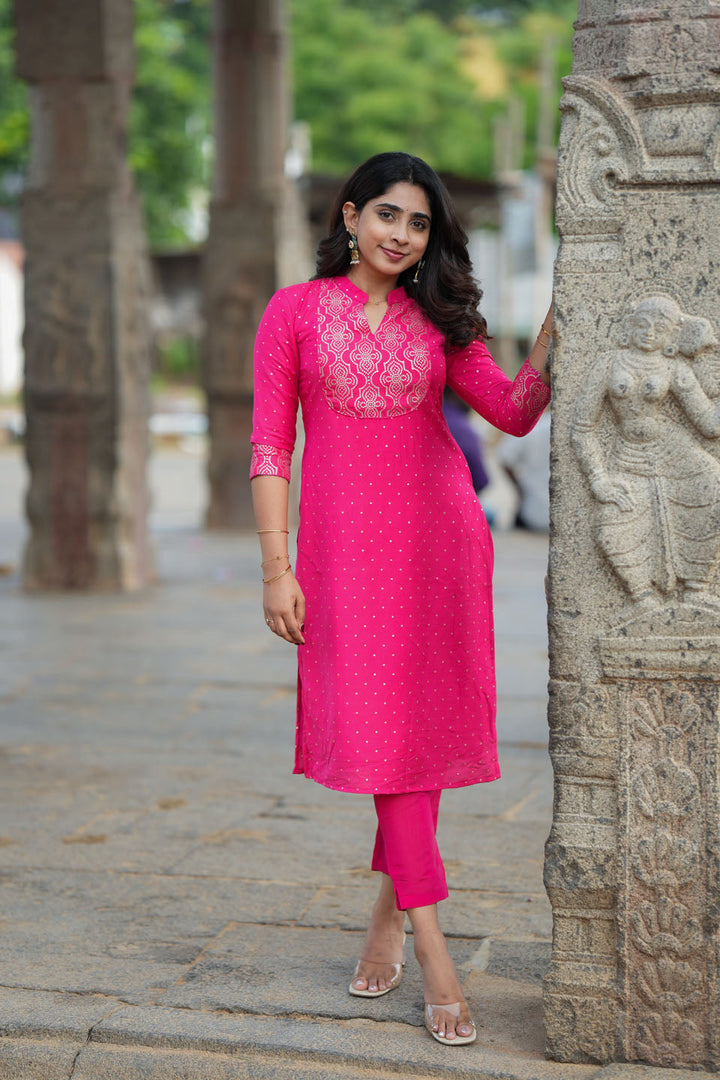 Pravya Pink Kurti Set (Set of 2) | Made to Order | SHOBITAM