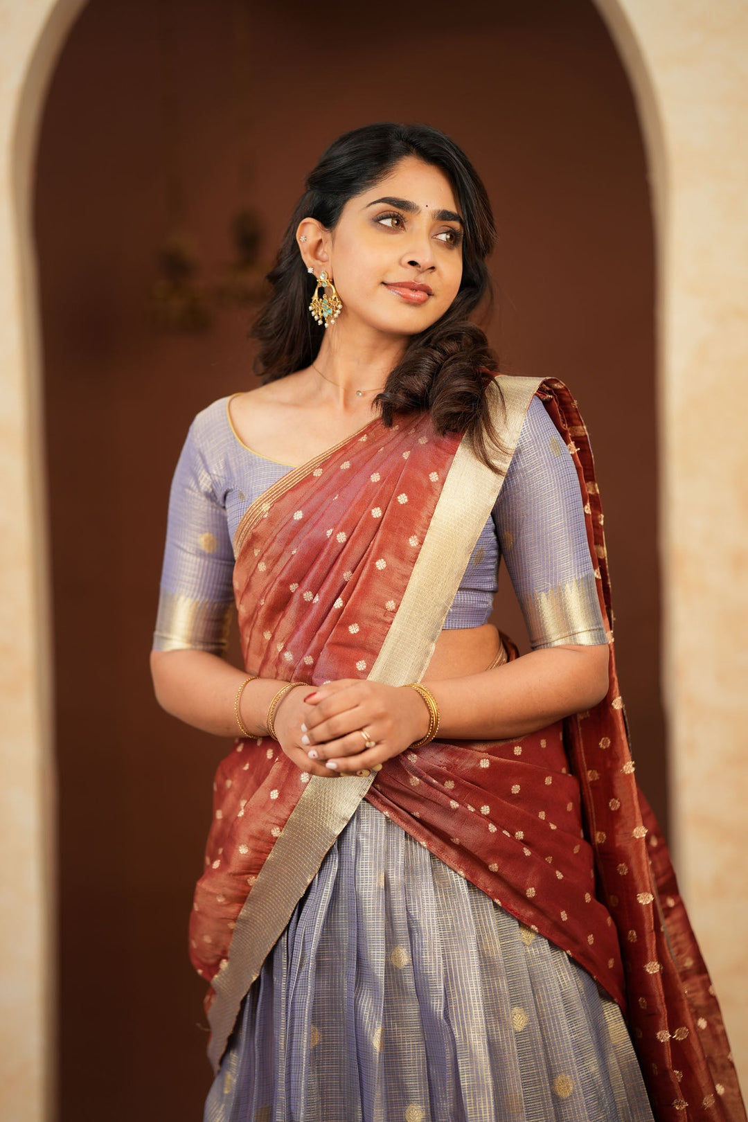 Gargi Lavender Half Saree (Set of 3)  | Made to Order | SHOBITAM