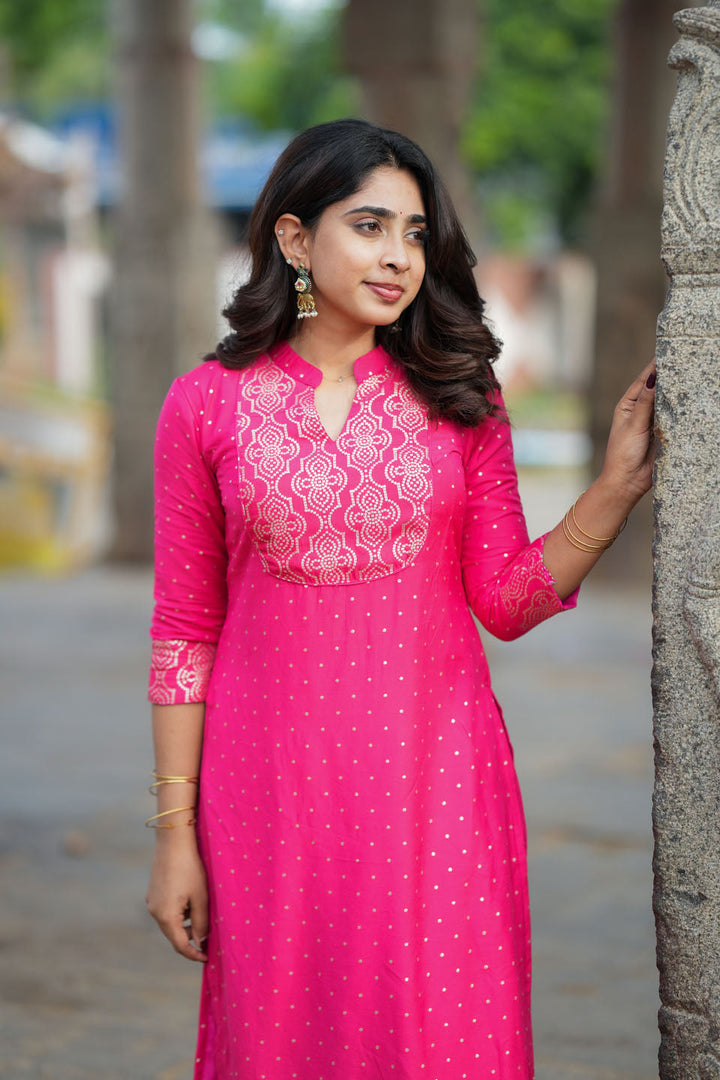 Pravya Pink Kurti Set (Set of 2) | Made to Order | SHOBITAM