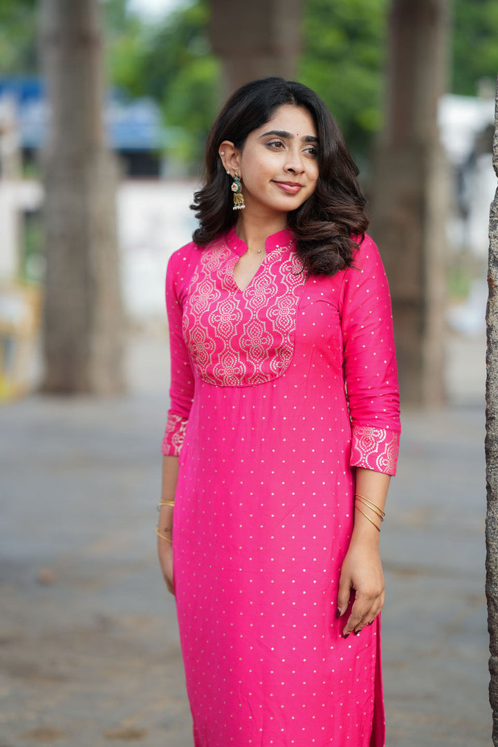 Pravya Pink Kurti Set (Set of 2) | Made to Order | SHOBITAM