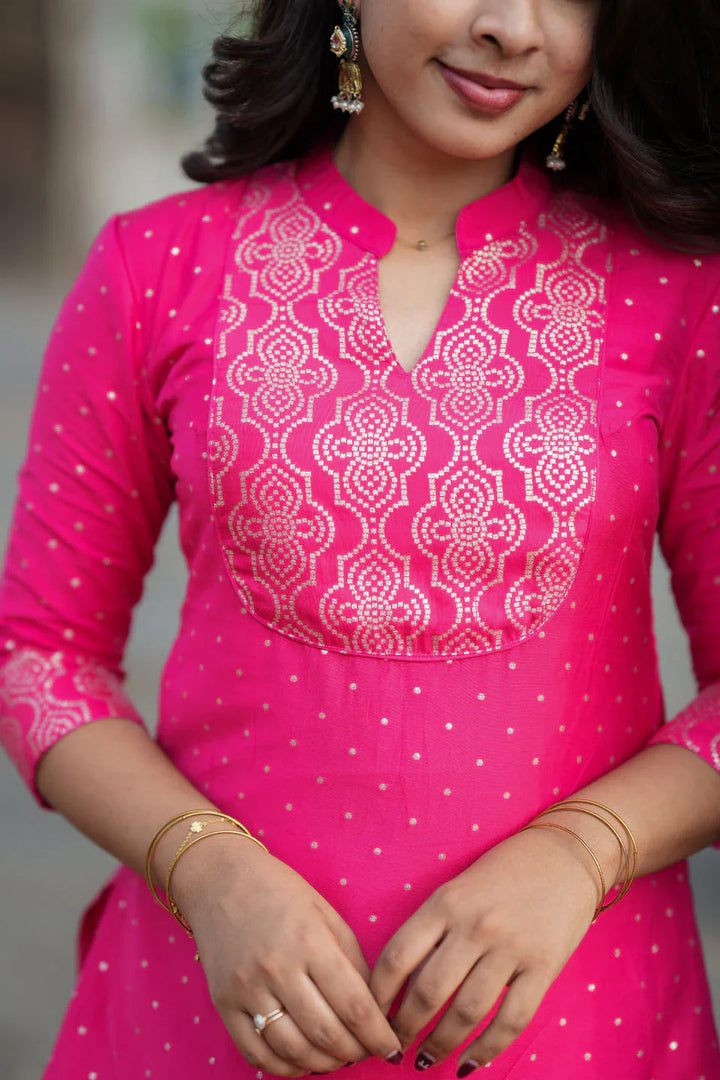 Pravya Pink Kurti Set (Set of 2) | Made To Order