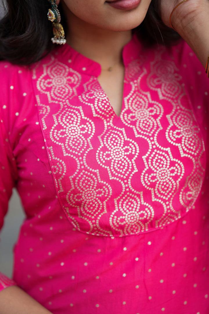 Pravya Pink Kurti Set (Set of 2) | Made to Order | SHOBITAM