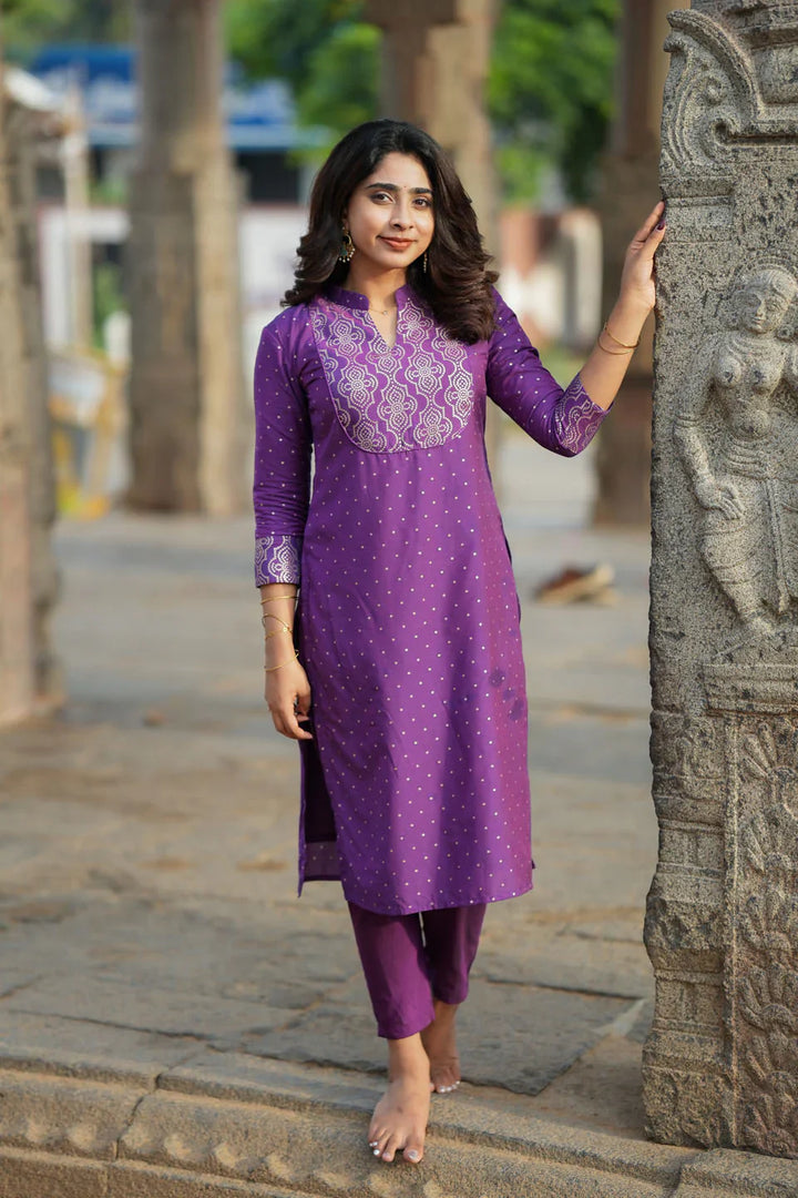Pravya Wine Kurti Set (Set of 2) | Made To Order