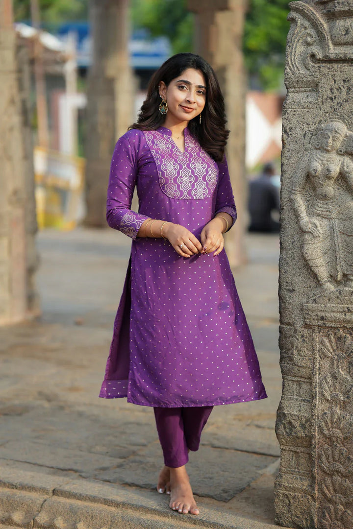 Pravya Wine Kurti Set (Set of 2) | Made To Order