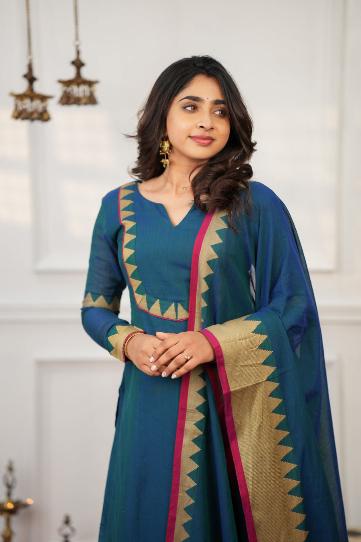 Gautami Teal Kurti Set (Set of 3) | Made To Order