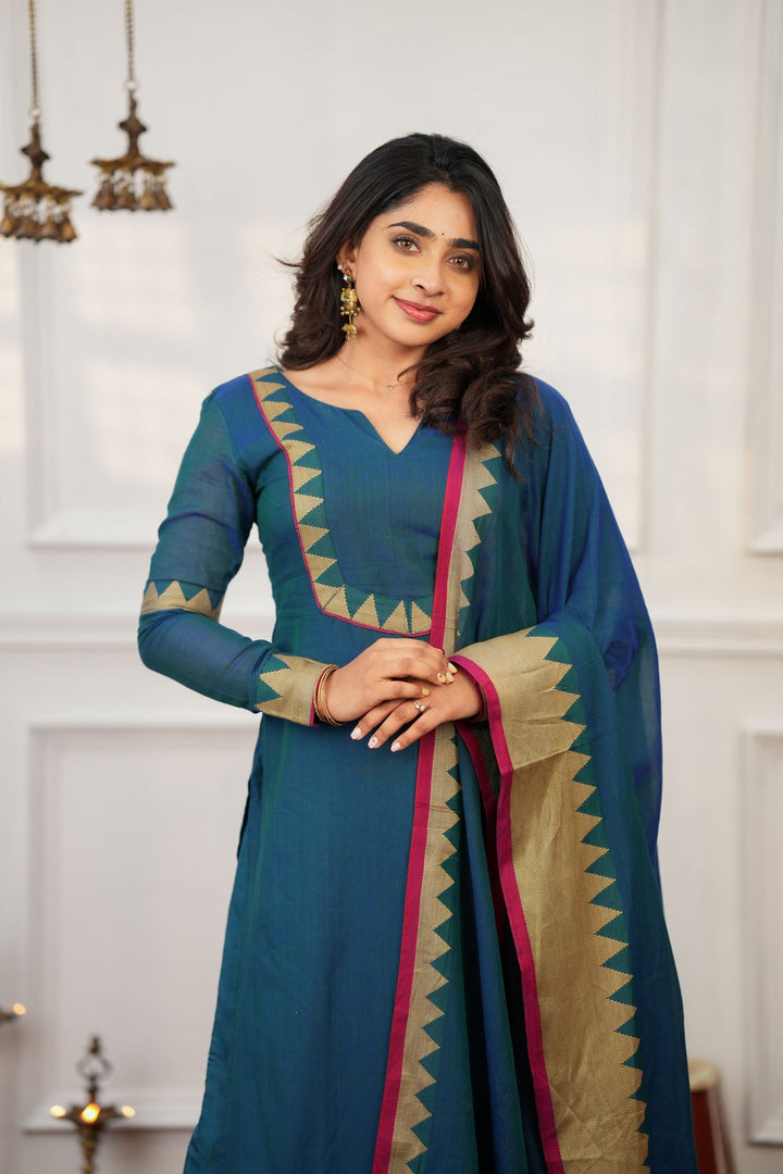 Gautami Teal Kurti Set (Set of 3)   | Made to Order | SHOBITAM