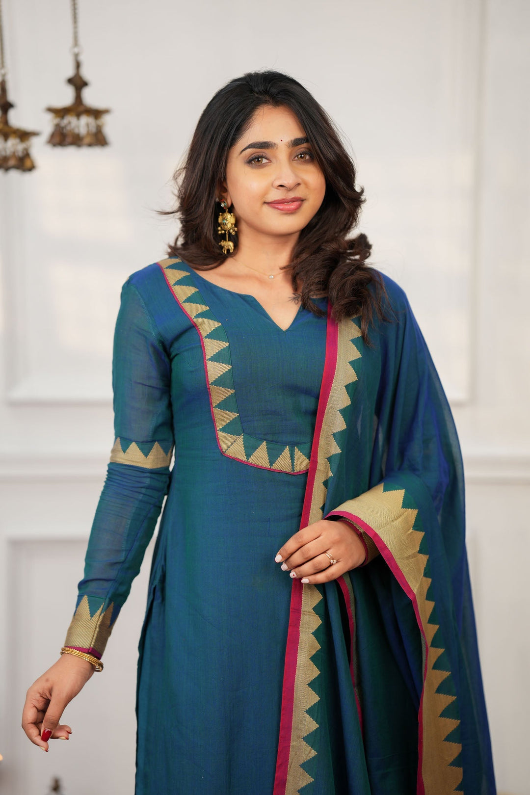 Gautami Teal Kurti Set (Set of 3)   | Made to Order | SHOBITAM