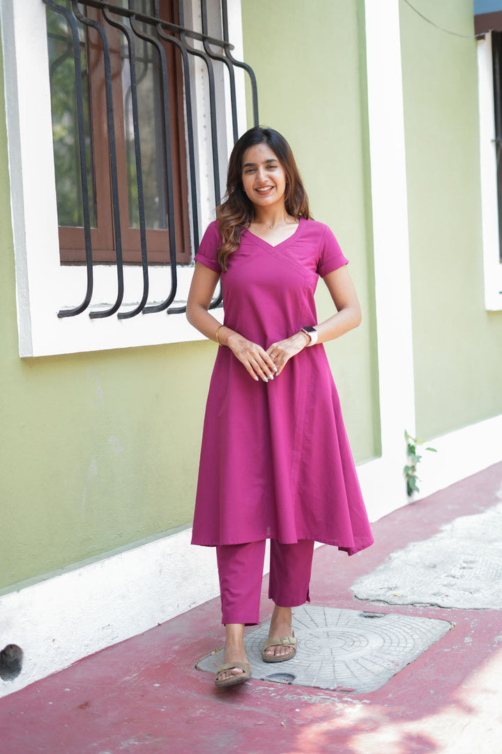 Vahini Deep Magenta Co - Ords ( Set of 2 ) | SHOBITAM