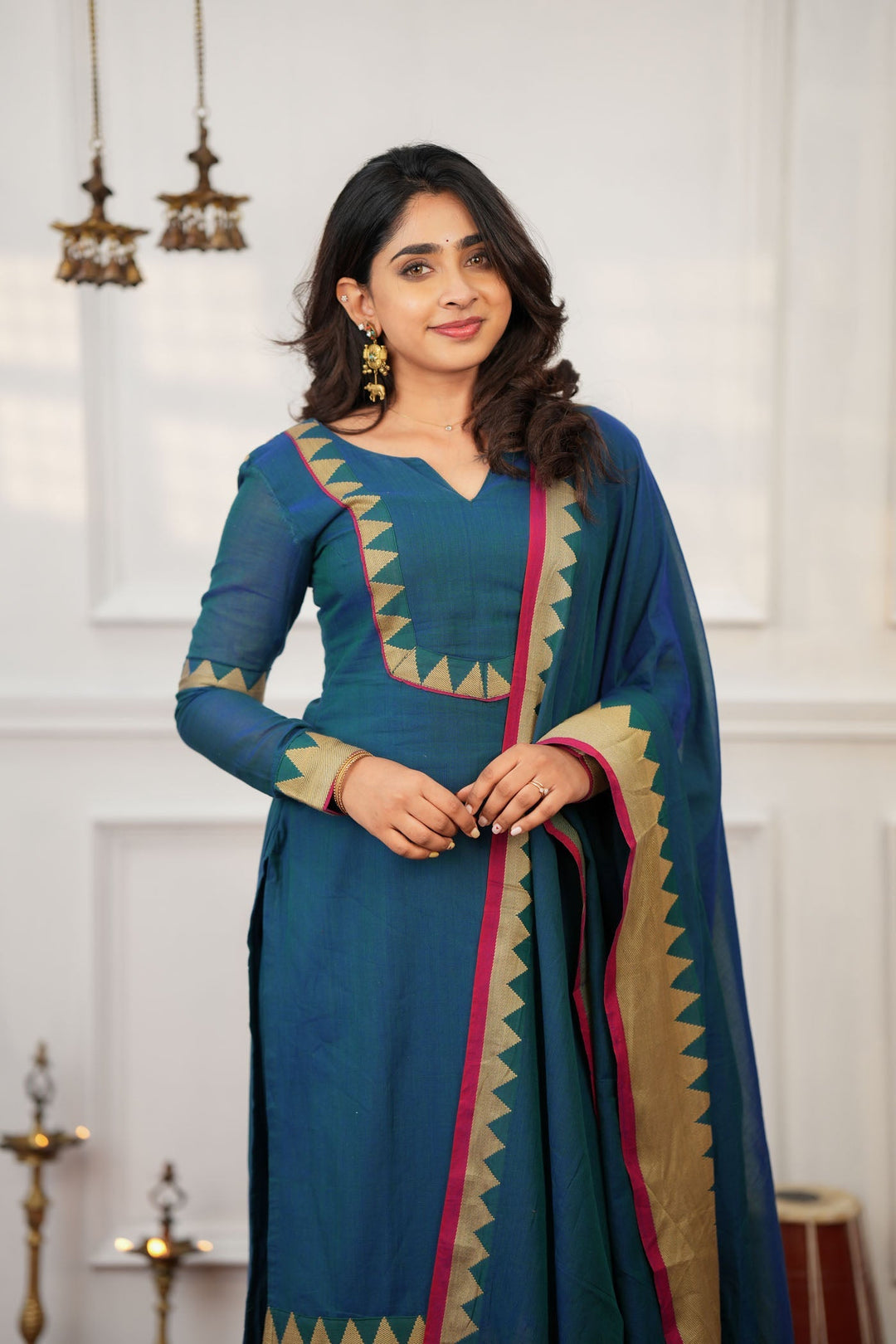 Gautami Teal Kurti Set (Set of 3)   | Made to Order | SHOBITAM