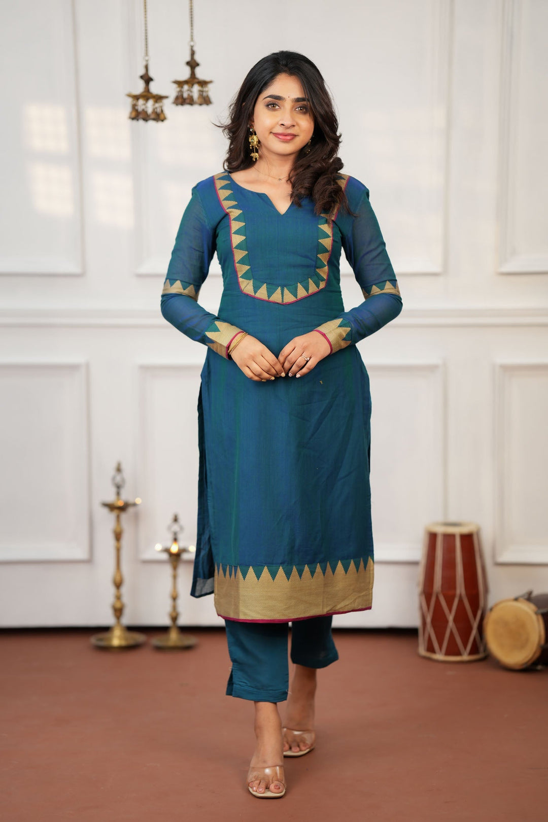 Gautami Teal Kurti Set (Set of 3)   | Made to Order | SHOBITAM