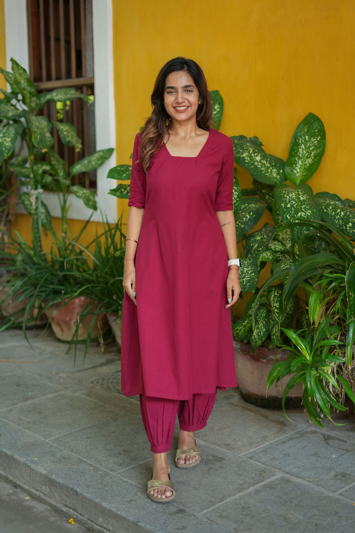 Viha Maroon Co - Ords ( Set of 2 ) | SHOBITAM
