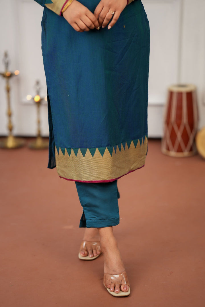 Gautami Teal Kurti Set (Set of 3)   | Made to Order | SHOBITAM