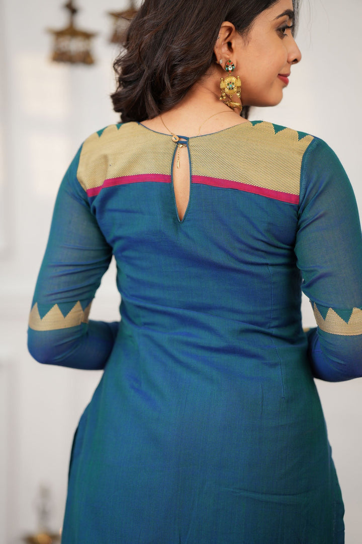 Gautami Teal Kurti Set (Set of 3)   | Made to Order | SHOBITAM
