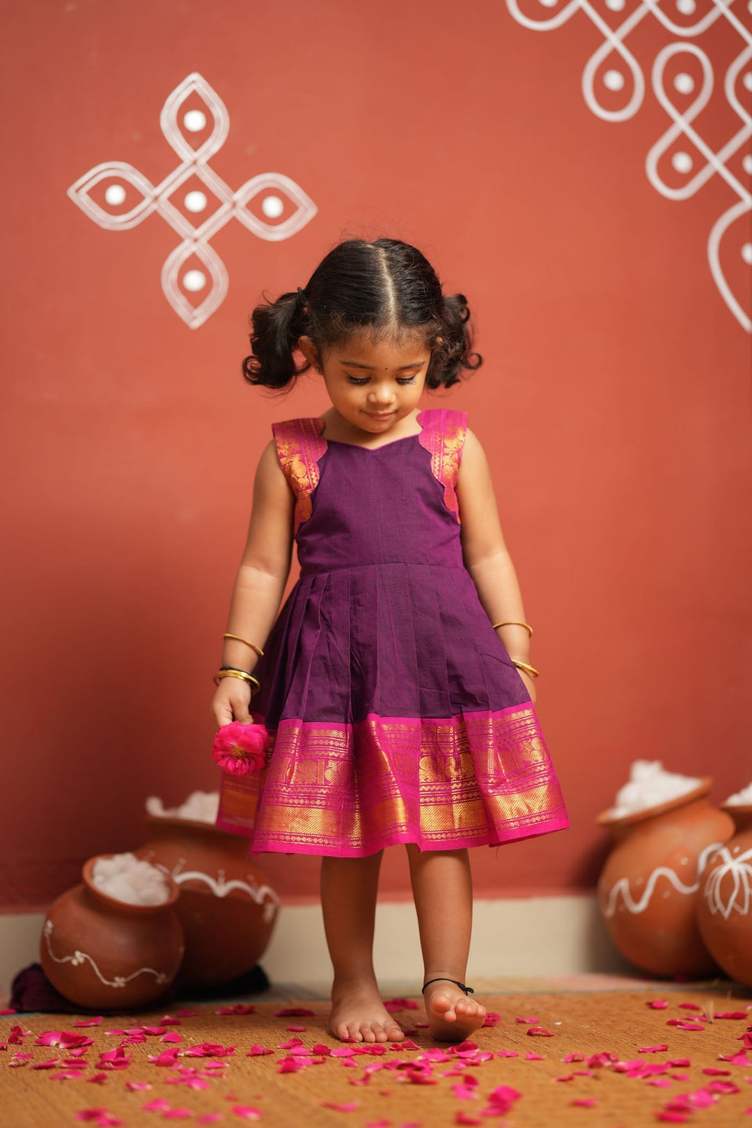 Tamizh Violet Frock Mini | Made To Order | SHOBITAM