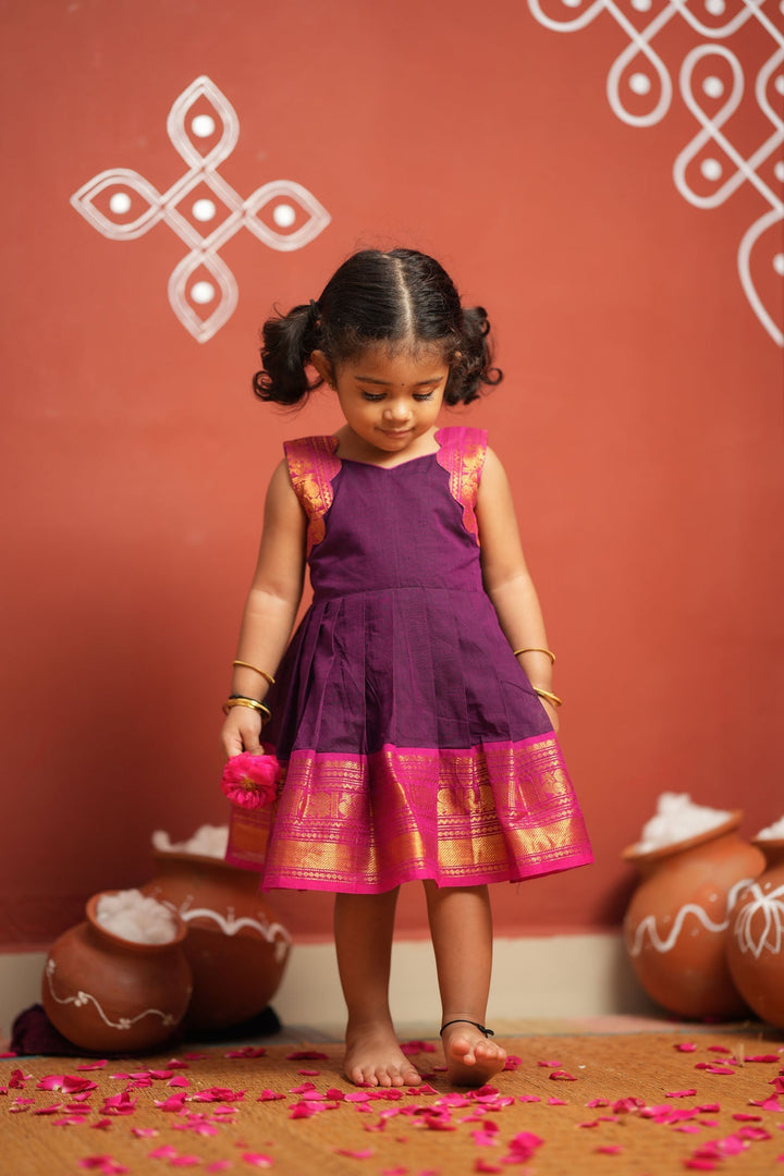 Tamizh Violet Frock Mini | Made To Order | SHOBITAM