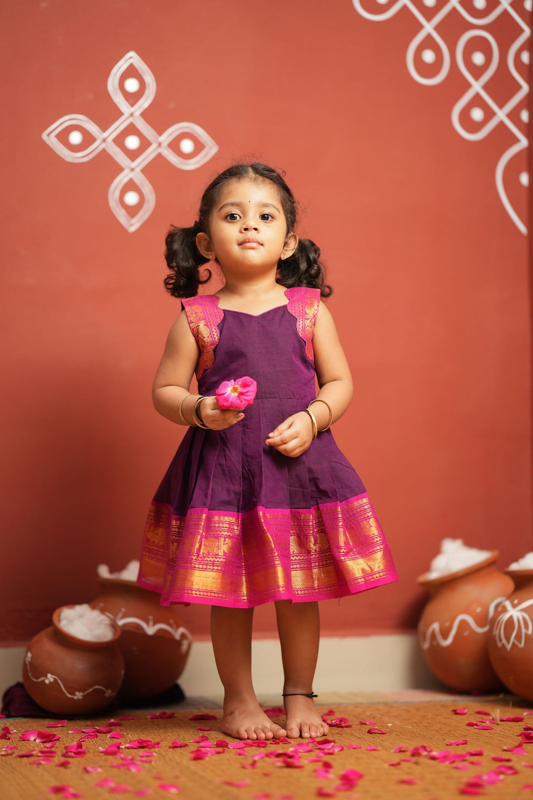 Tamizh Violet Frock Mini | Made To Order | SHOBITAM