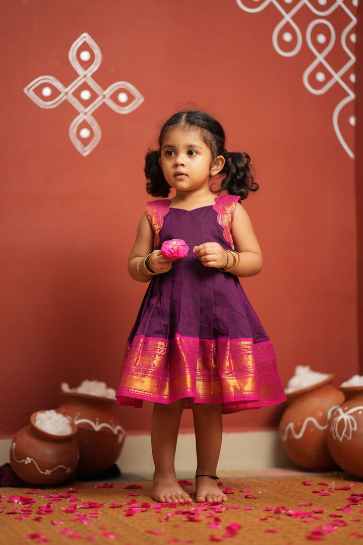 Tamizh Violet Frock Mini | Made To Order | SHOBITAM