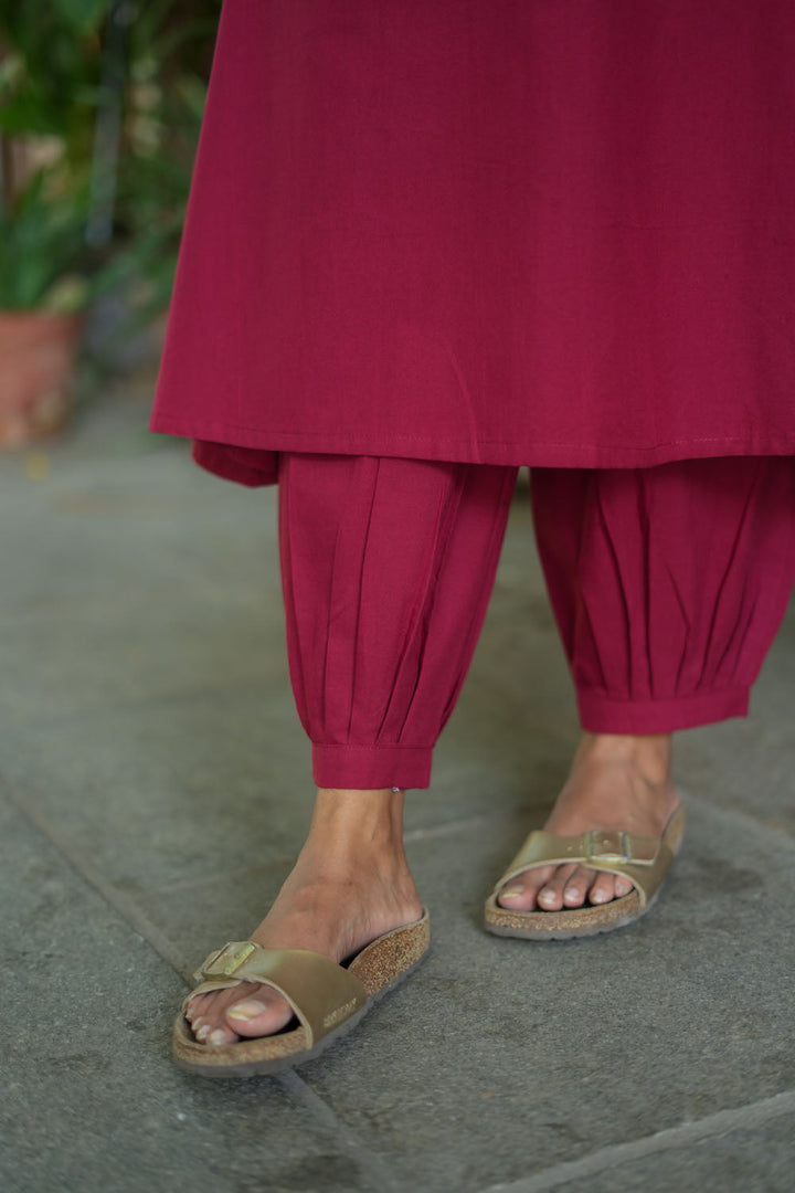 Viha Maroon Co - Ords ( Set of 2 ) | SHOBITAM