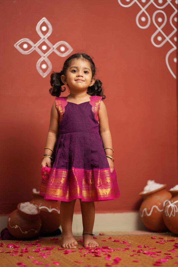 Tamizh Violet Frock Mini | Made To Order | SHOBITAM