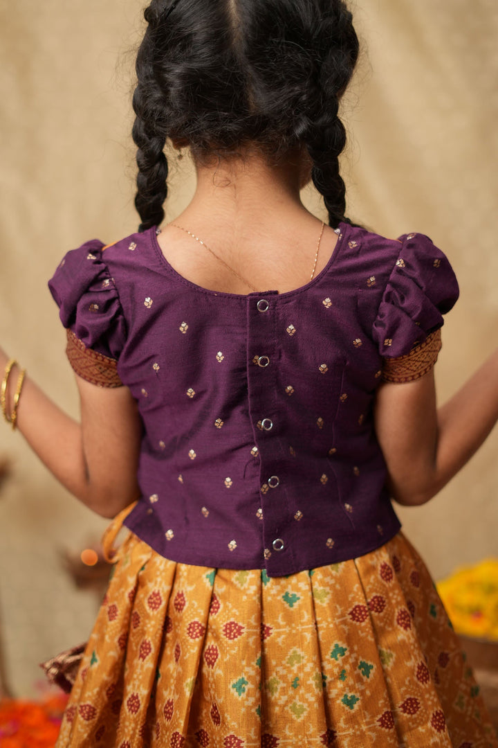 Agalvili Wine & Yellow Lehenga Mini (Set of 2) | Made to Order | SHOBITAM