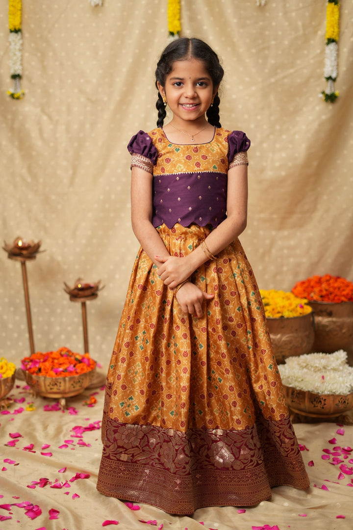 Agalvili Wine & Yellow Lehenga Mini (Set of 2) | Made to Order | SHOBITAM