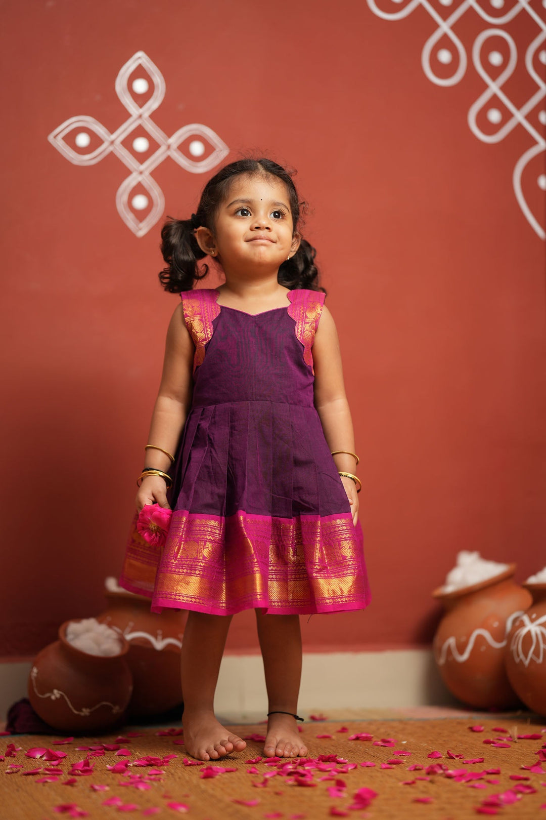 Tamizh Violet Frock Mini | Made To Order | SHOBITAM