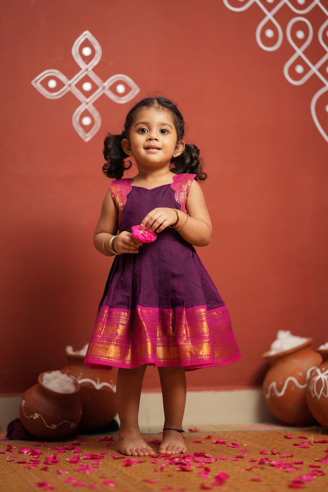 Tamizh Violet Frock Mini | Made To Order | SHOBITAM