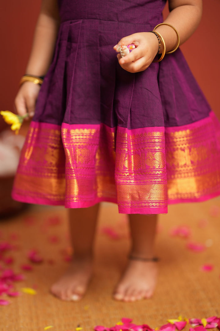 Tamizh Violet Frock Mini | Made To Order | SHOBITAM