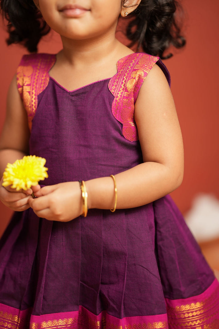 Tamizh Violet Frock Mini | Made To Order | SHOBITAM